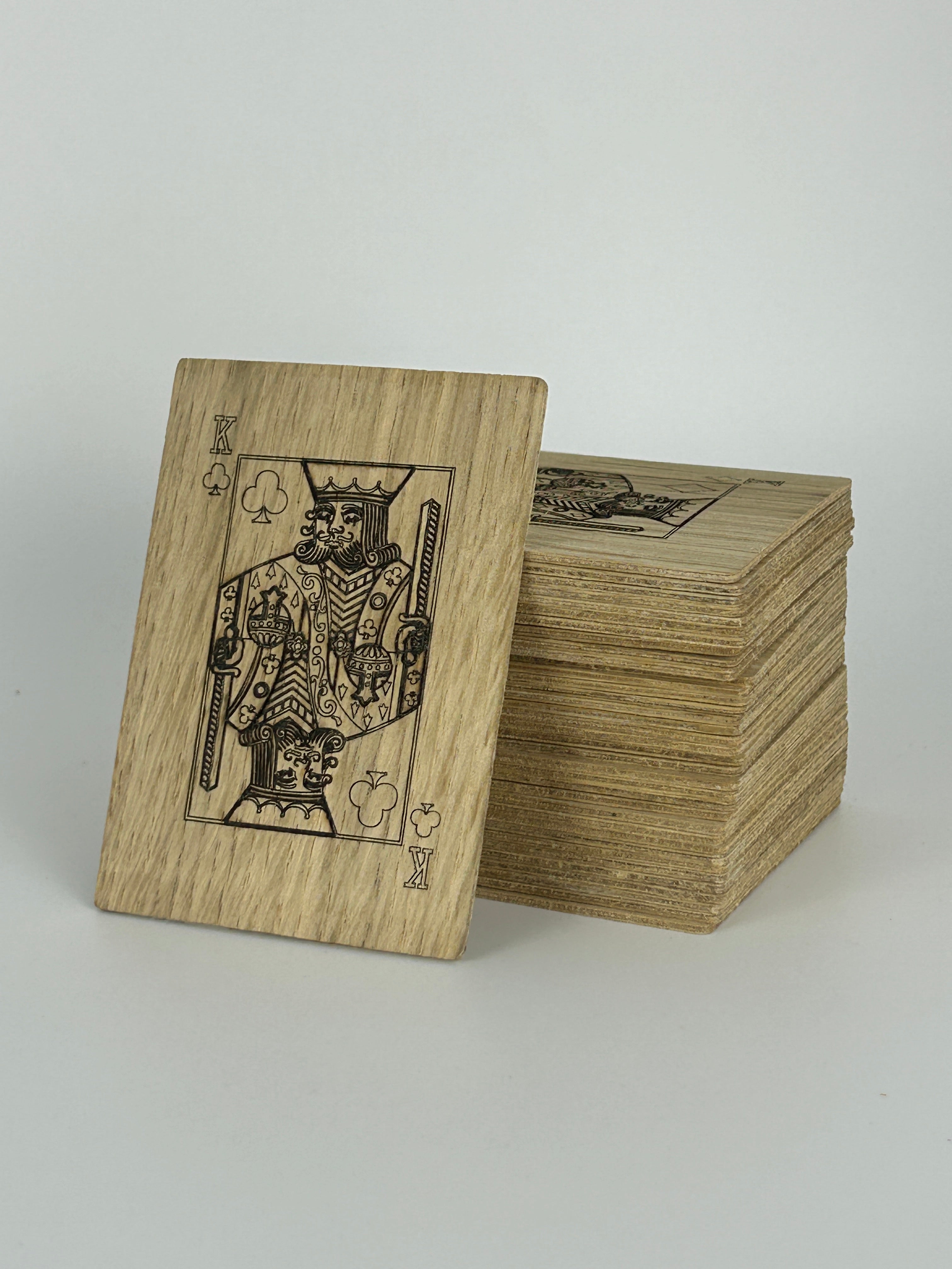 Luxury Wooden Playing Cards, Oak Veneer 36 Card Deck, Laser Engraved European Playing Cards, Handmade in Estonia