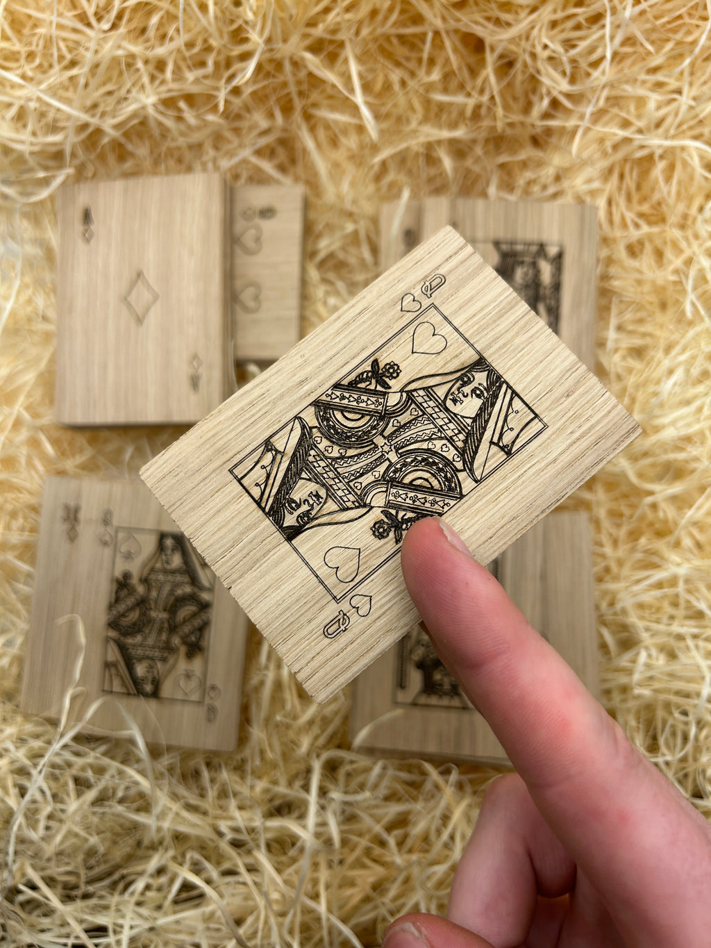 Luxury Wooden Playing Cards, Oak Veneer 36 Card Deck, Laser Engraved European Playing Cards, Handmade in Estonia