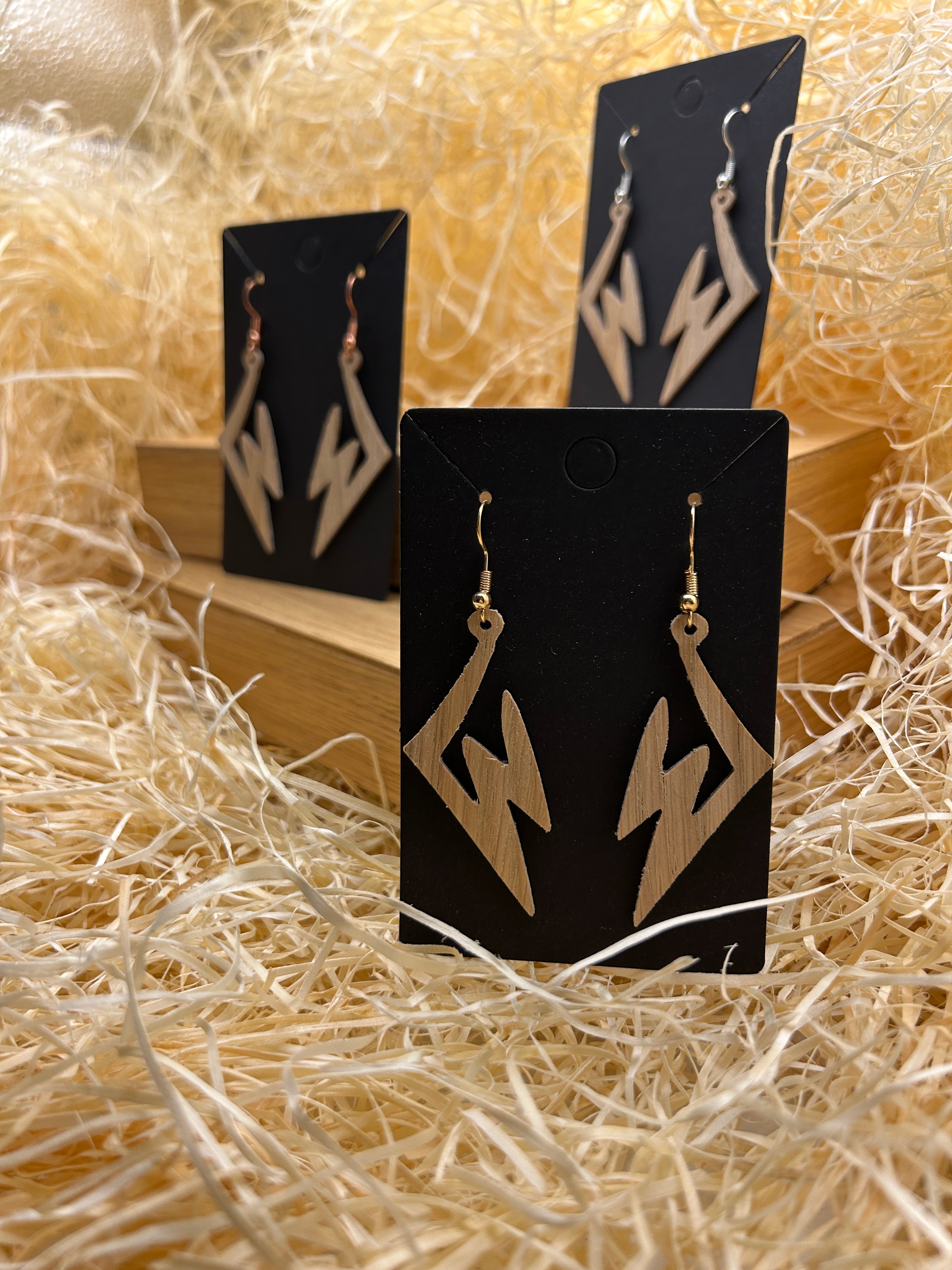 Diane Wooden Earrings – Handmade Oak Geometric Earrings, Scandinavian Statement Jewelry, Gift for Her