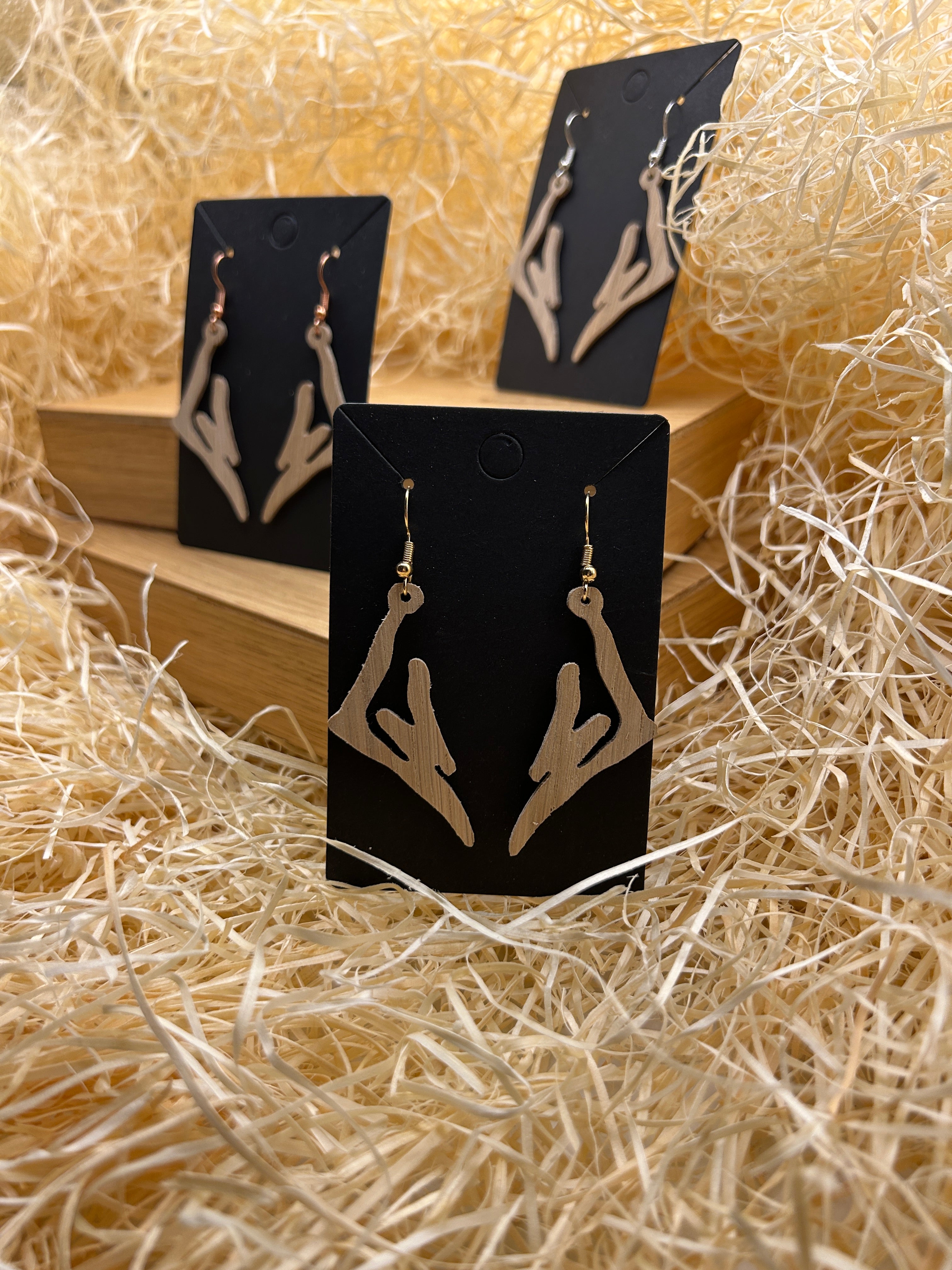 Nicole Wooden Earrings – Handmade Oak Leaf Earrings, Scandinavian Nature Inspired Jewelry, Gift for Her