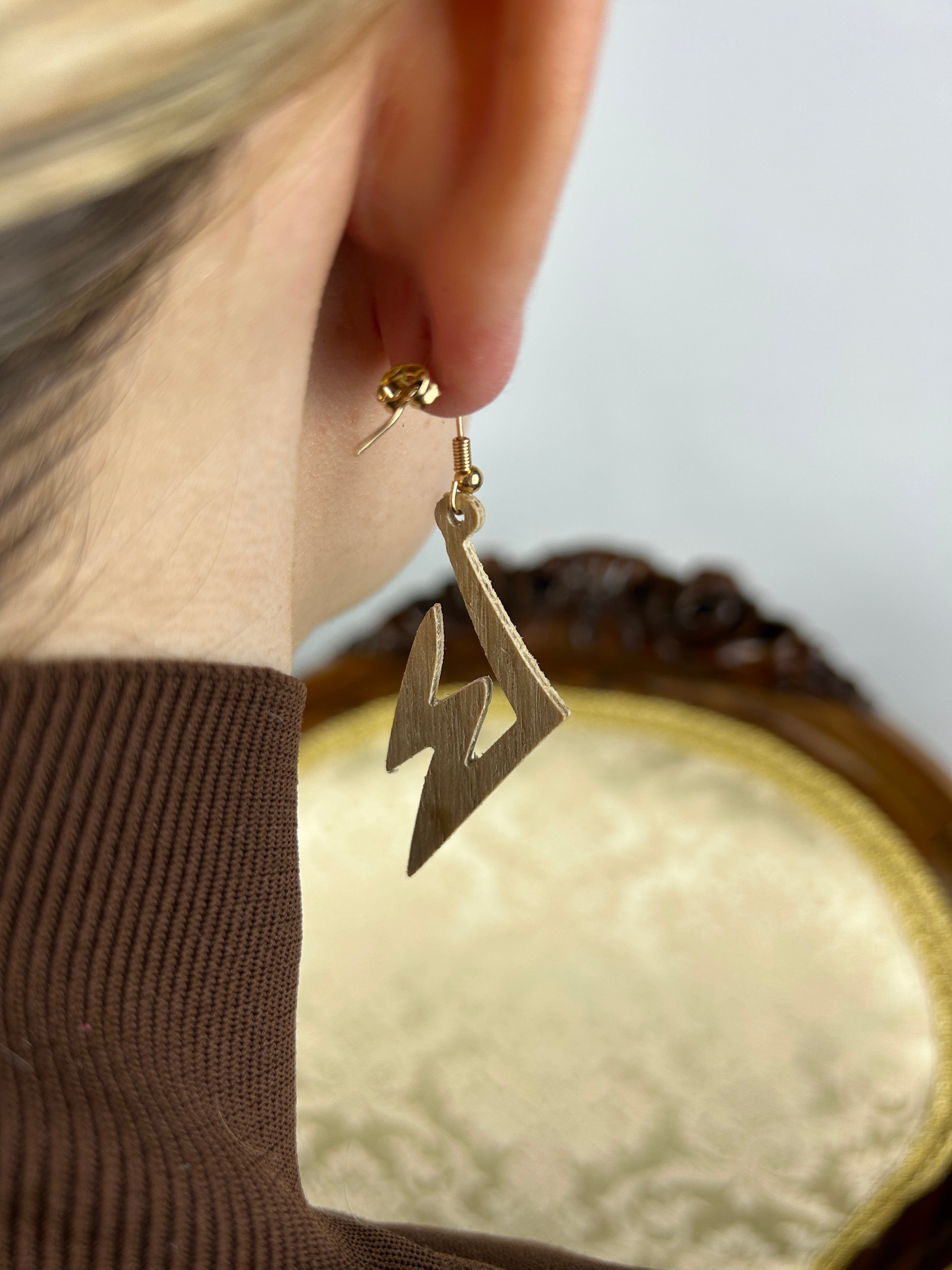 Diane Wooden Earrings – Handmade Oak Geometric Earrings, Scandinavian Statement Jewelry, Gift for Her