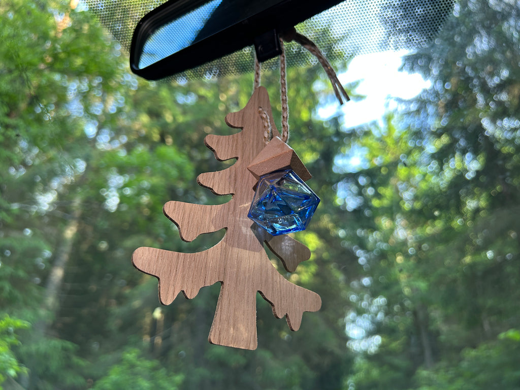 Wooden Car Air Freshener, Refillable Oak Veneer Tree Diffuser, Hanging Car Freshener, Scandinavian Decor, Handmade in Estonia