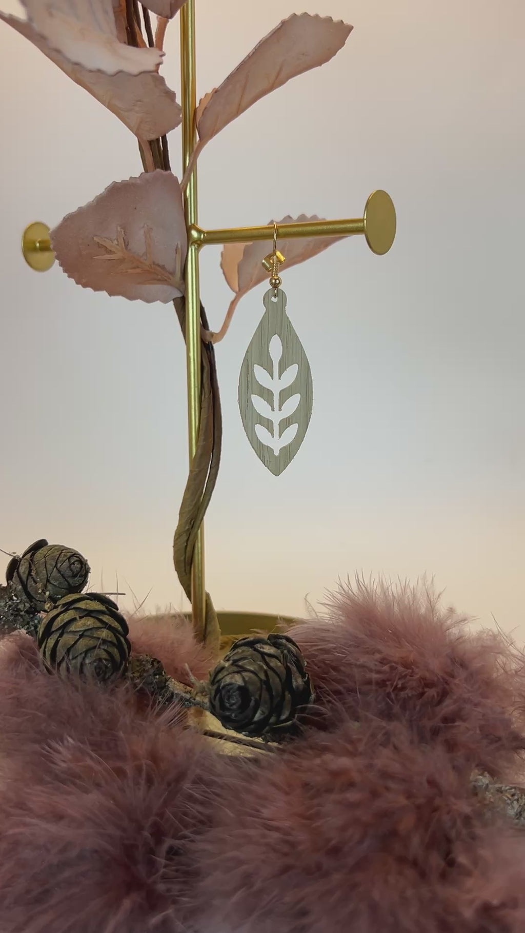 Olivia Wooden Earrings – Handmade Oak Botanical Leaf Earrings, Scandinavian Jewelry, Gift for Her
