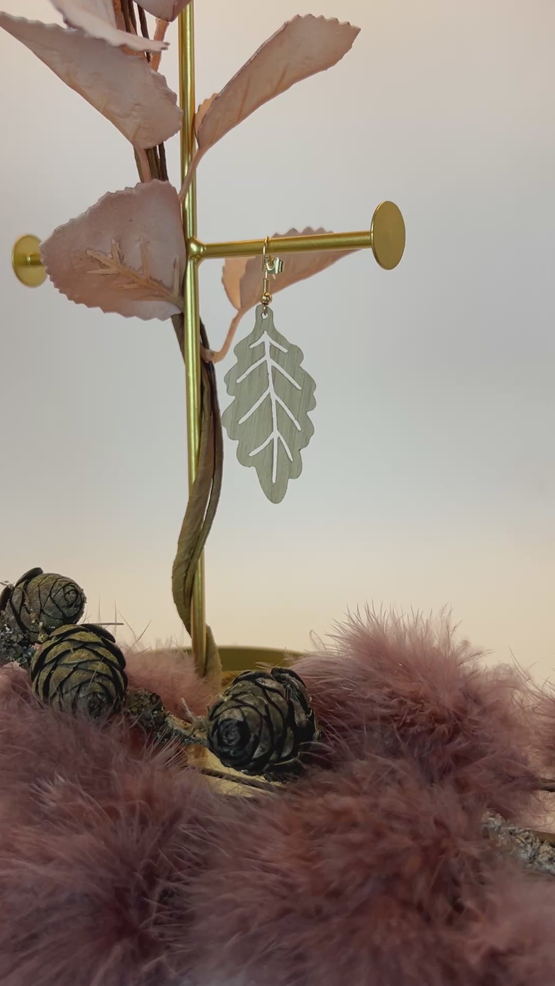 Anna Wooden Earrings – Handmade Oak Leaf Earrings, Scandinavian Nature Inspired Jewelry, Gift for Her